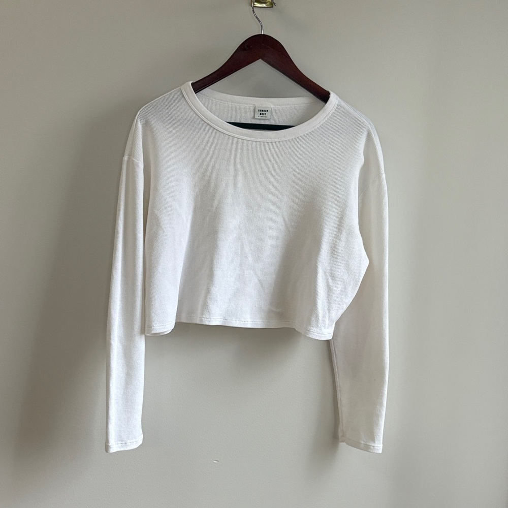 Sunday Best Cream Long Sleeve Crop Top